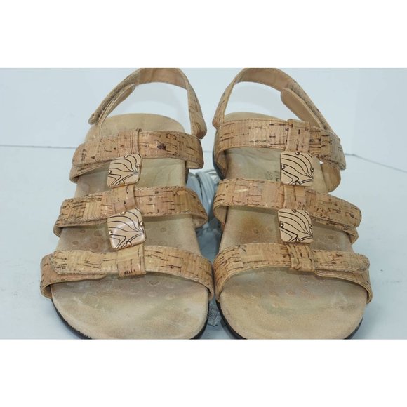 Vionic Amber - Women's Adjustable Slide Sandal - Orthaheel Gold Cork size 6 - Picture 2 of 5